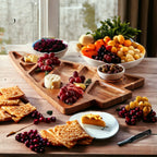 Oversized Acacia Wood Christmas Tree Charcuterie Board With Sectioned Serving BandsCo Straps
