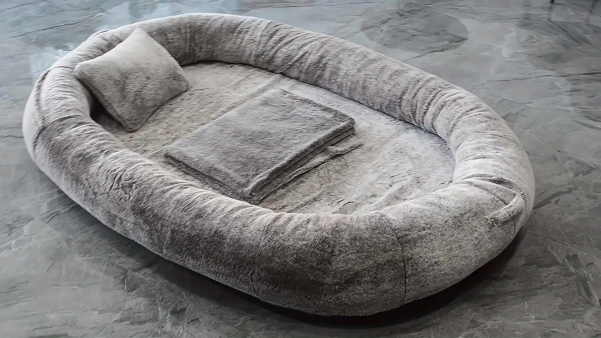 [Cozy Dog Bed] Orthopedic Faux Fur Dog Bed | Cozy Human-Sized Dog Bed For All Breeds - 71"x45"x14" With Blanket And Pillow, Washable, Includes Plush Pillow & Blanket Lootquake LLC