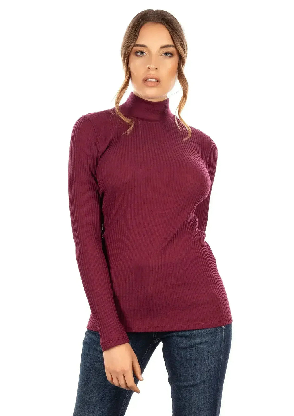 EGI Exclusive Collections Merino Wool Blend Mock Neck Top with Long - SJB-DIAMOND ELITES