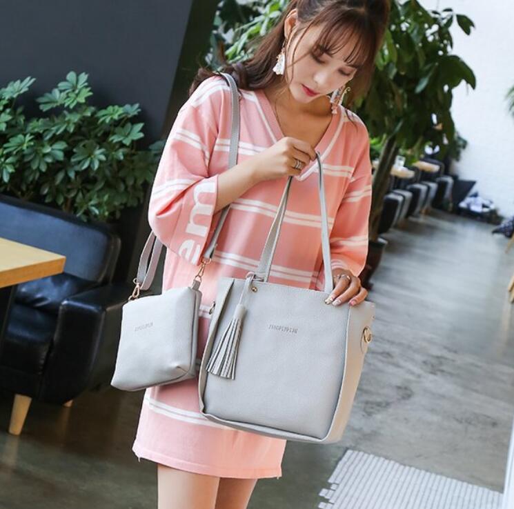 Women Bag Set Top-Handle Big Capacity Female Tassel Handbag Fashion Shoulder Bag Ladies PU Leather Crossbody Bag bolsas feminin Pi-Mart