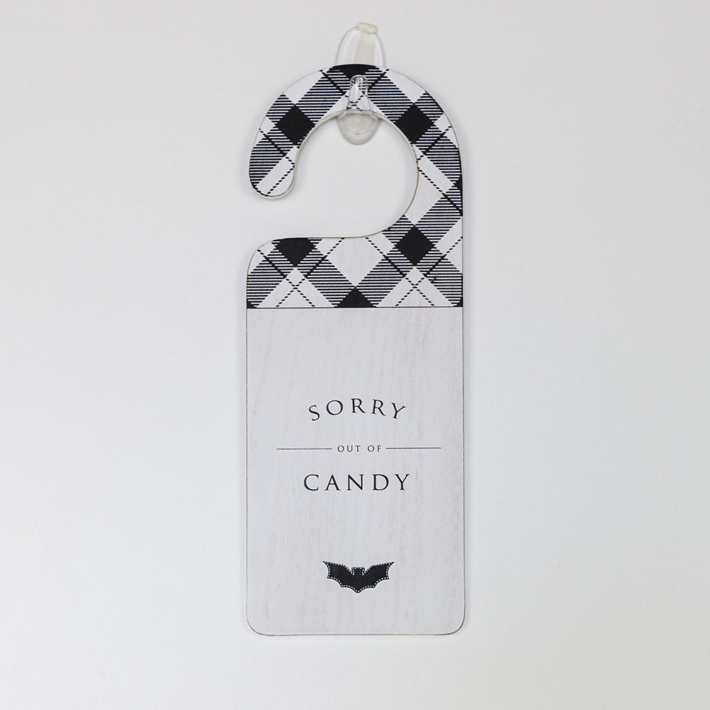 Halloween Double-Sided Door Hanger Spooky Cute Door Knob Sign 5x11.5 Black White BandsCo Straps