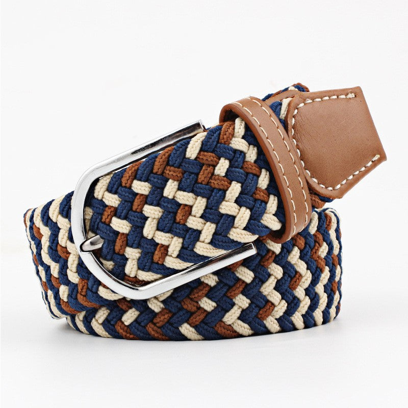 Women's Canvas Belt Student Pants Casual Stretch Braided Needle Buckle Pi-Mart