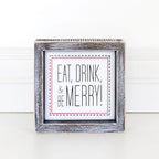 Eat Drink Merry 5 Inch Wood Sign Holiday Kitchen Wall Decor Rustic Christmas Home Accent BandsCo Straps