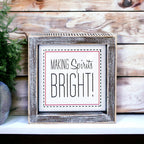 Christmas Wooden Sign 5 Inch Framed Making Spirits Bright Holiday Decor BandsCo Straps