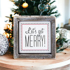 Get Merry 5 Inch Holiday Sign - Festive Home Decor Wooden Wall Plaque Christmas Mantel