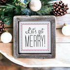 Get Merry 5 Inch Holiday Sign - Festive Home Decor Wooden Wall Plaque Christmas Mantel