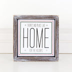 Holiday Home Wall Sign 7 Inch Framed Wood Metal Accent No Place Like Home For The Holidays BandsCo Straps