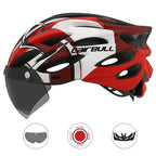 Road mountain bike riding helmet with lens and brim taillight Lootquake LLC