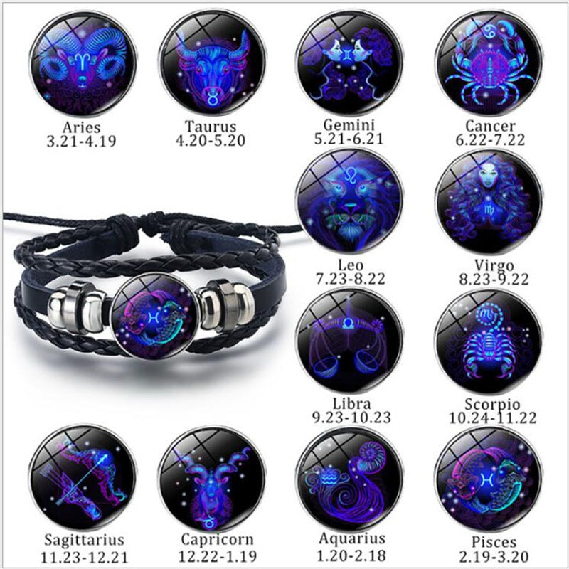 Zodiac Constellation Bracelet Braided Design Bracelet For Men Women Kids Pi-Mart