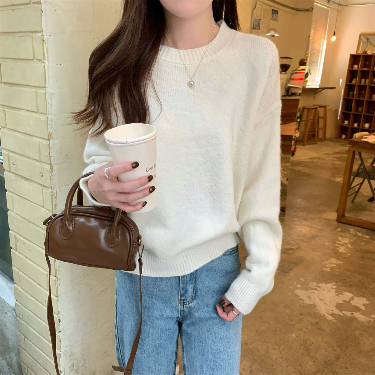 Korean Style Soft Glutinous Loose Candy Color Sweater Pi-Mart