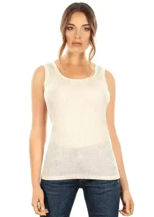 EGI Exclusive Collections Merino Wool Blend Tank Top with Tulle Trim. - SJB-DIAMOND ELITES