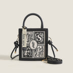 Embroidery small square bag crossbody, versatile casual shoulder bag, Crossbody tote bag small