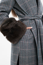 Genuine Polar Fox Fur Virgin Wool Wrap Coat - SJB-DIAMOND ELITES
