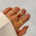 Geometric Diamond Gemstone Ring Suit Women