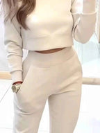 Casual Chic Cropped Sweatshirt and Jogger Set THRIXINE