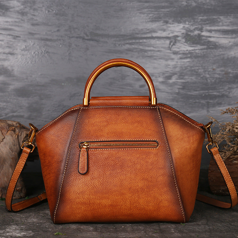 Genuine Embossed Leather Messenger Top Handle Bag Retro Handbag Totem Pattern High Quality Natural Skin Women Shoulder Tote Bags Pi-Mart