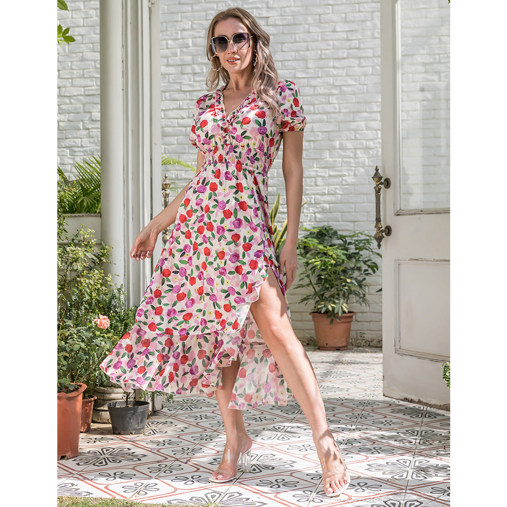 Women's Fashion Simple Print Swing Dress Pi-Mart