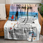 1pc To My Son Blanket Creative Text Letter To Son Soft Blanket Flannel Blanket For Couch Sofa Office Bed Camping Travel, Multi-purpose Gift Blanket For All Season Lootquake LLC