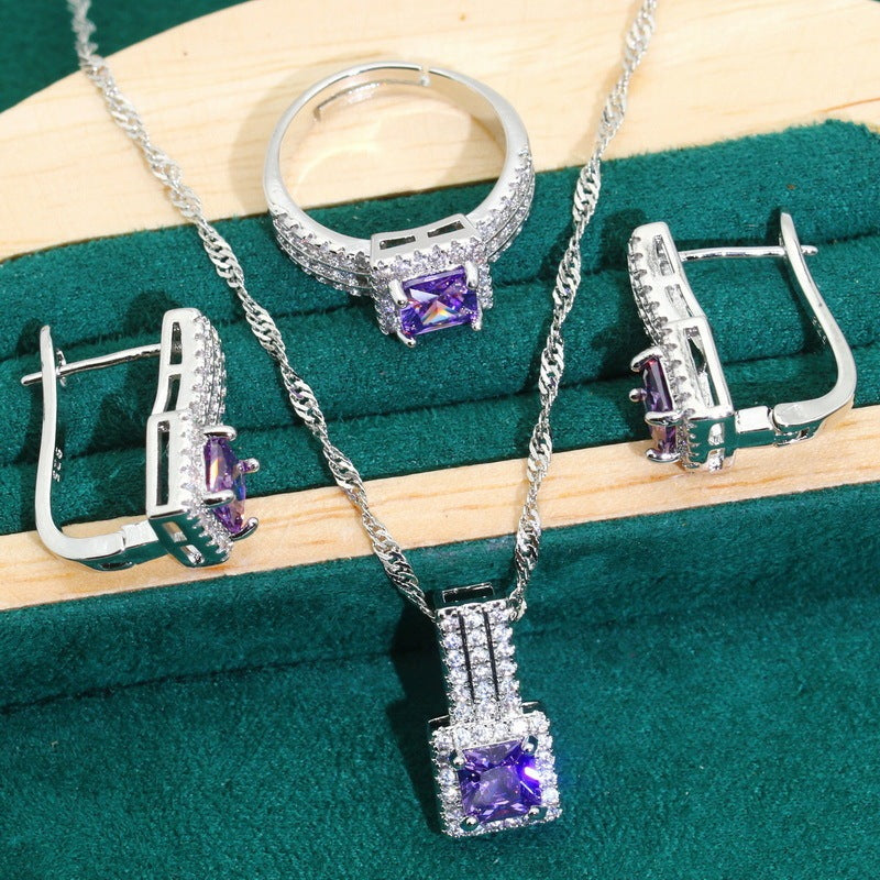 Zircon Bracelet Necklace Earring Ring Pi-Mart