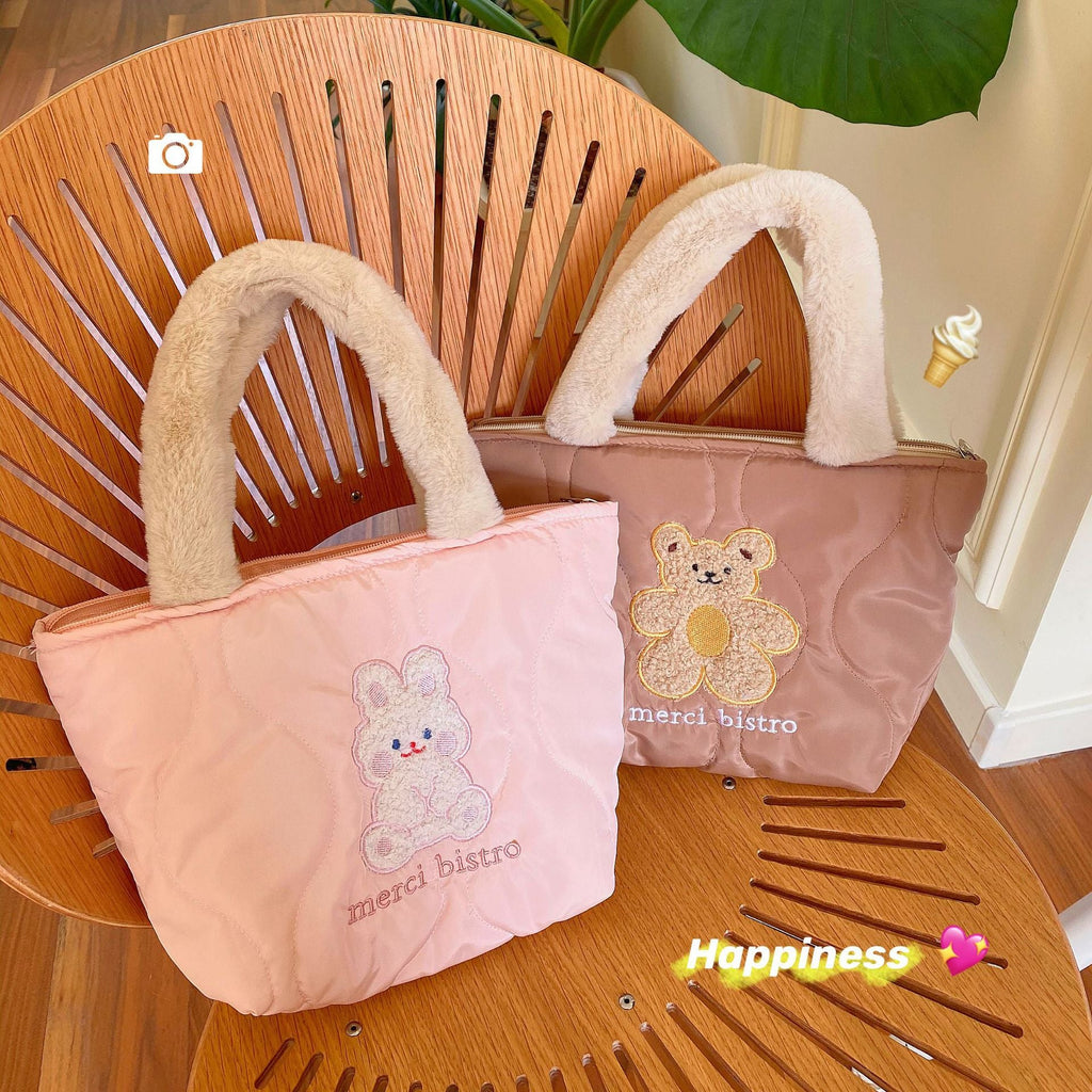 Plush Puffy Cotton Handbag Cute Rabbit Handbag Pi-Mart