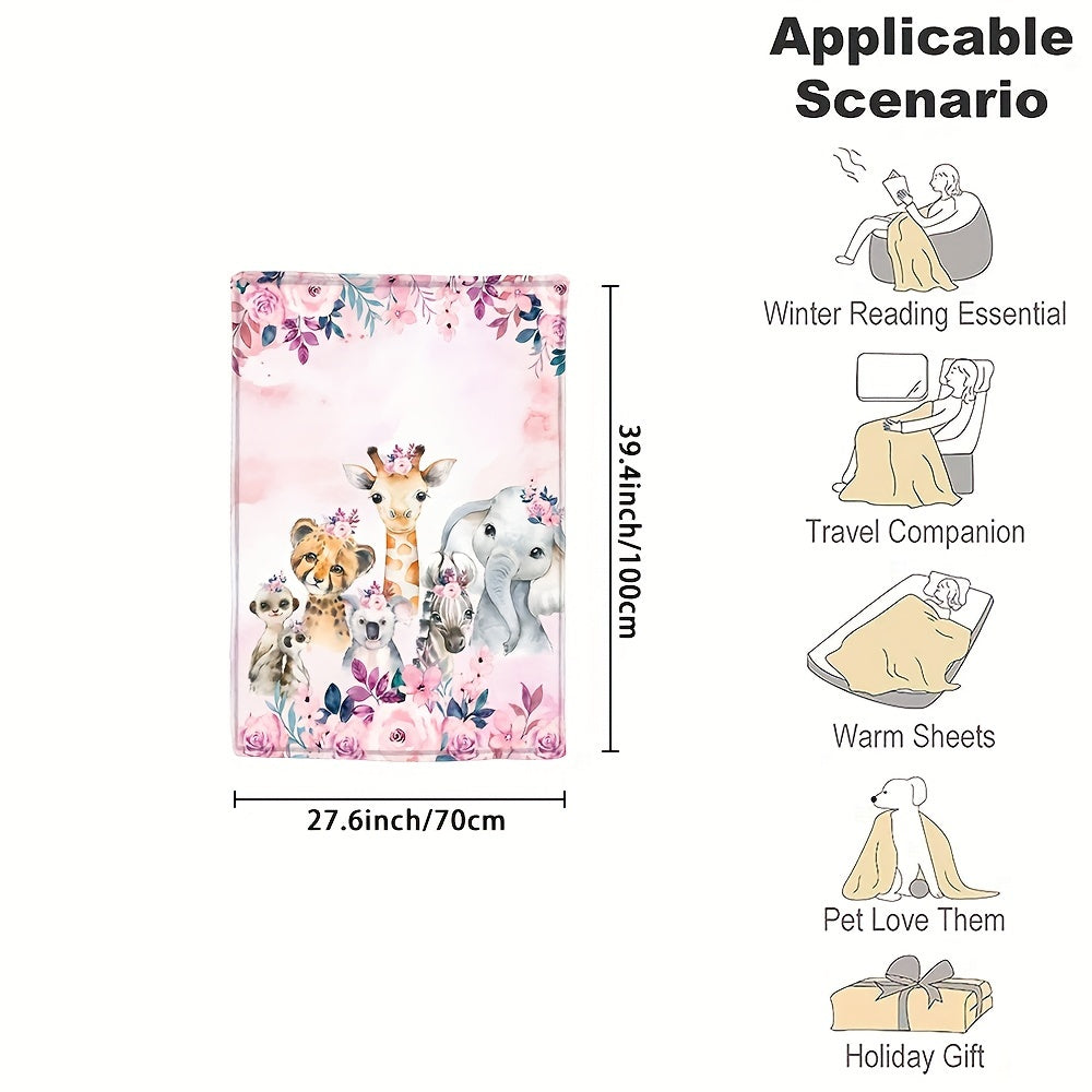 1pc Custom Flannel Blanket, Personalized Cartoon Animal Print Custom Your Name Flannel Blanket, Soft And Warm Memorable Moments Commemorative Blanket, Great Holiday Gift For Classmates, Friends, Family And Lovers, Used For Na