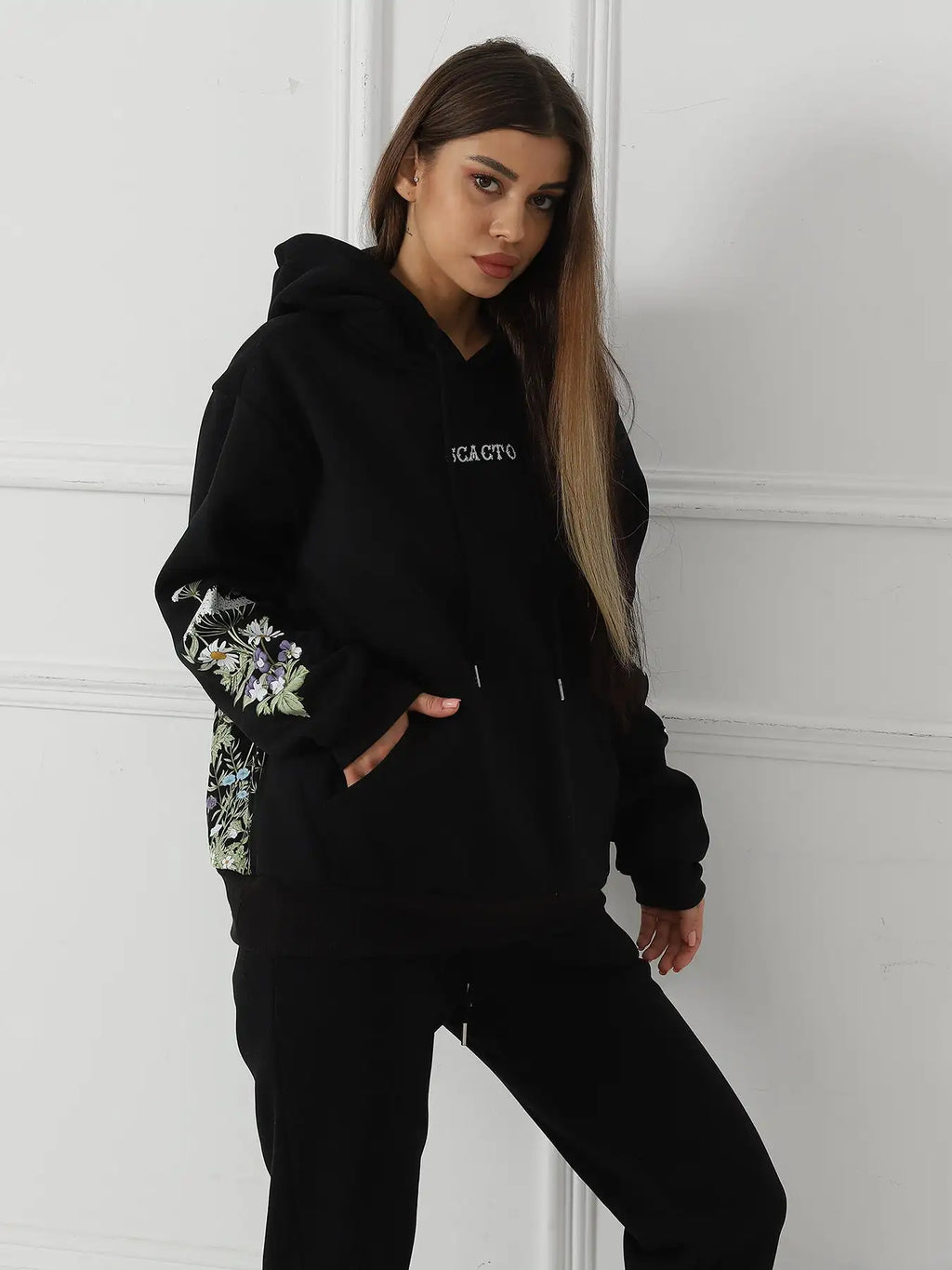 Women's Solid Color Floral Long Sleeved Sweatshirt - SJB-DIAMOND ELITES