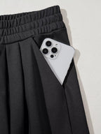 Tied Elastic High Waist Pleated Detail Solid Sweatpants THRIXINE