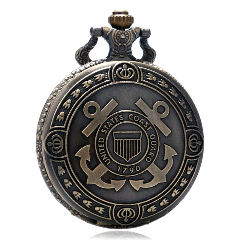 Hot Sale Bronze United States Coast Guard 1790 Theme Pocket Watch Men Navy Creative Gift for Women Fob Watches Pi-Mart