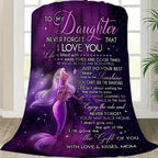 1pc Flannel Blanket, To My Daughter From Mom Mermaid Blanket, Warm Cozy Soft Throw Blanket For Couch Bed Sofa