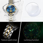 Women's Gold Stainless Steel Multifunction Quartz Watch