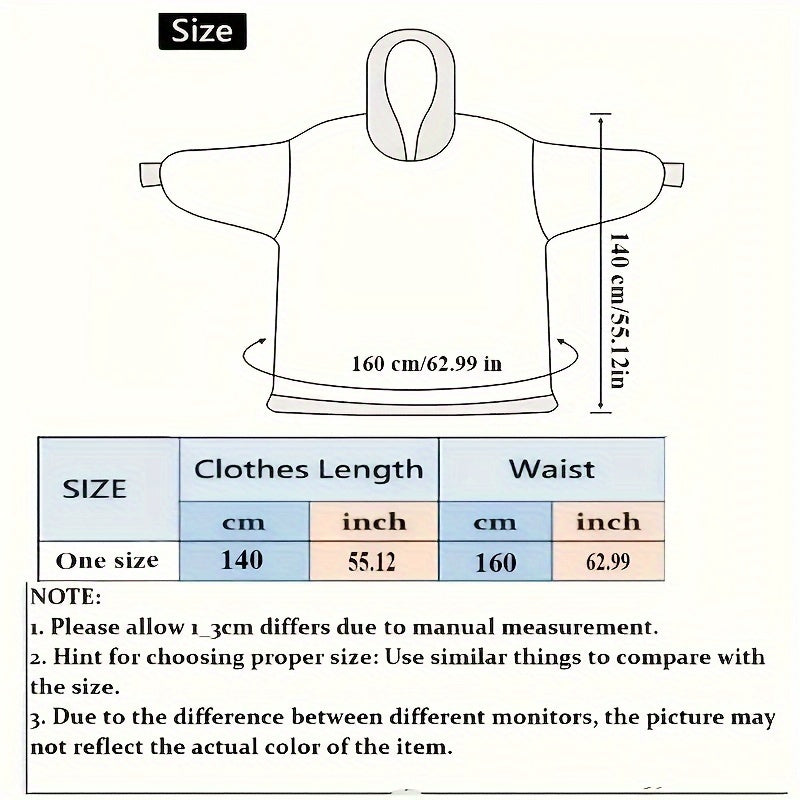 1pc Oversized Cartoon Hooded Blanket Sweatshirt, Ultra Cozy Wearable Fleece Throw for Adults, Extra Warm and Soft Pullover for Lounging, Gift Idea Lootquake LLC