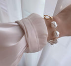 New Handmade Imitation Pearls Gold Metal Link Chain Bracelets for Women Girl Summer Party Luxury Jewelry Gift - SJB-DIAMOND ELITES