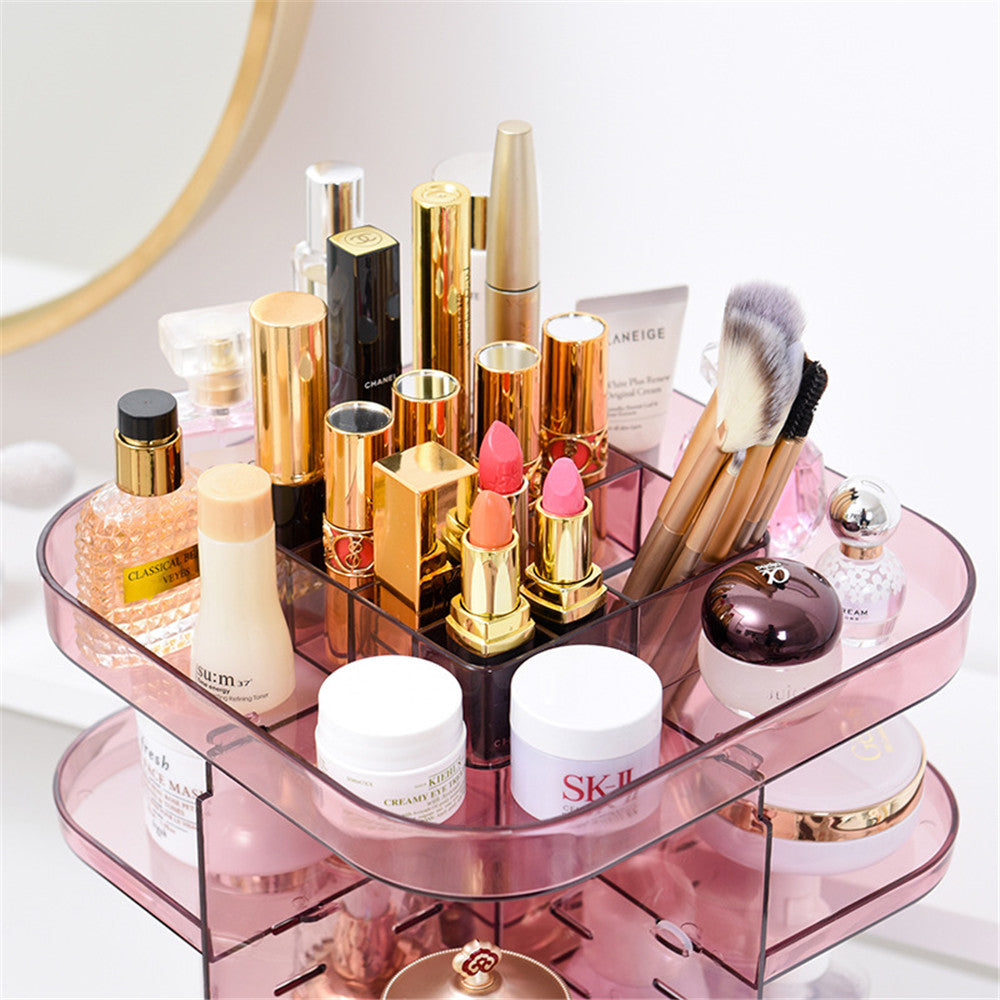 Rotating Acrylic Cosmetic Storage Box Transparent Pi-Mart