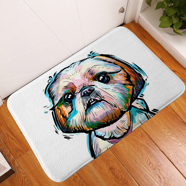 Pet dog flannel floor mat door mat printing foot mat anti-slip mat carpet Pi-Mart