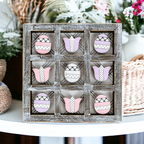 Easter Spring Tic Tac Toe Wooden Game Decor Set Tulip & Egg Pieces - 2 Sizes BandsCo Straps