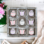 Easter Spring Tic Tac Toe Wooden Game Decor Set Tulip & Egg Pieces - 2 Sizes BandsCo Straps