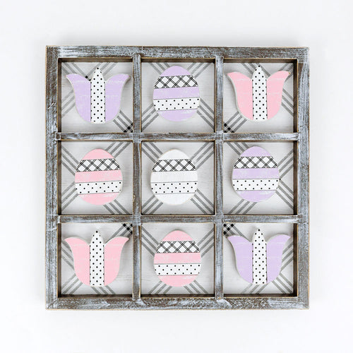 Easter Spring Tic Tac Toe Wooden Game Decor Set Tulip & Egg Pieces - 2 Sizes BandsCo Straps