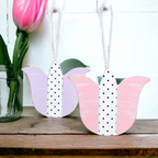 Easter Wooden Hanging Ornaments Set Rustic Spring Home Decor Bunny Egg Chick Handmade BandsCo Straps