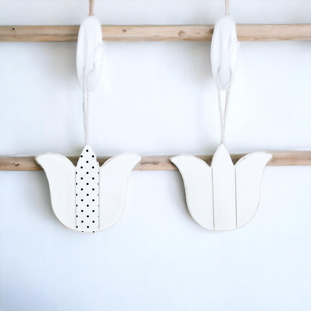 Easter Wooden Hanging Ornaments Set Rustic Spring Home Decor Bunny Egg Chick Handmade BandsCo Straps