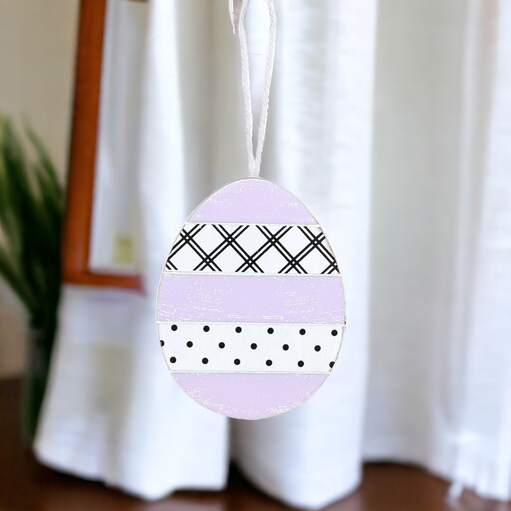 Easter Wooden Hanging Ornaments Set Rustic Spring Home Decor Bunny Egg Chick Handmade BandsCo Straps