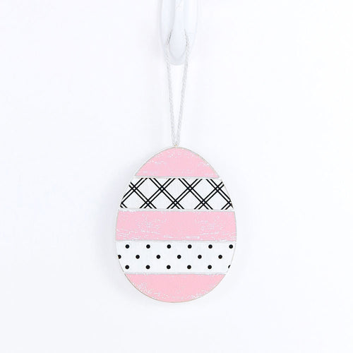 Easter Wooden Hanging Ornaments Set Rustic Spring Home Decor Bunny Egg Chick Handmade BandsCo Straps