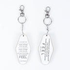 Wooden Inspirational Keychains Double Sided Engraved Motivational Messages Vertical Horizontal BandsCo Straps