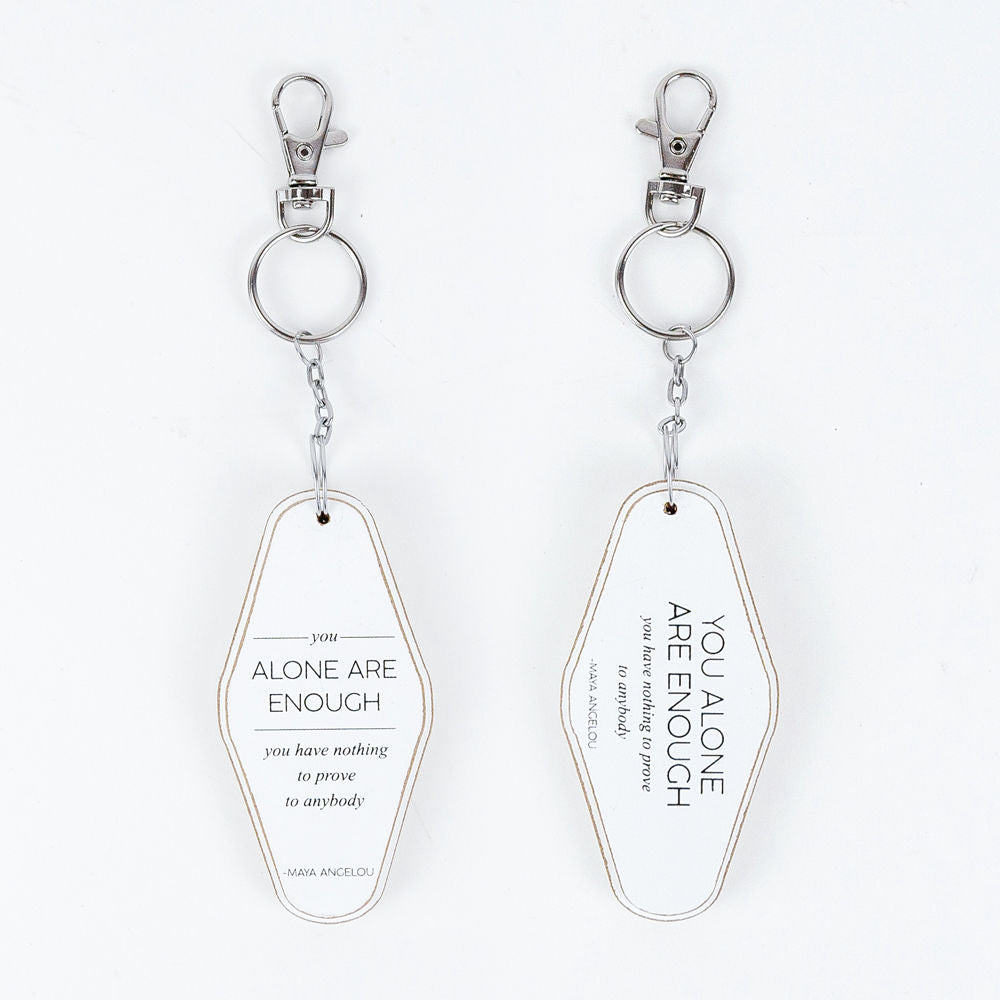 Wooden Inspirational Keychains Double Sided Engraved Motivational Messages Vertical Horizontal BandsCo Straps