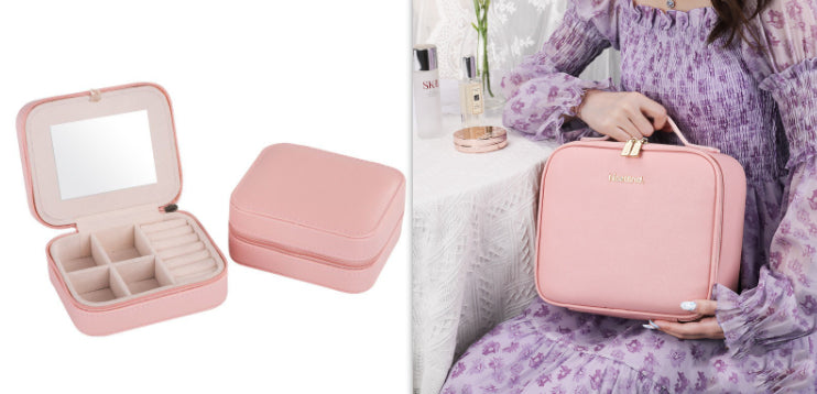 Smart LED Cosmetic Case With Mirror Cosmetic Bag Large Capacity Fashion Portable Storage Bag Travel Makeup Bags Pi-Mart