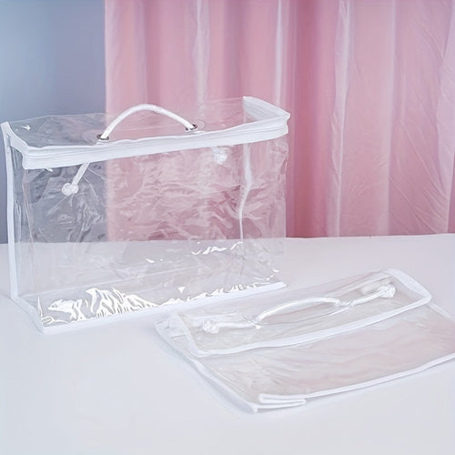 1pcs/2pcs 2-Pack Transparent PVC Travel Makeup Bag, Waterproof Cosmetic Pouch for Travel, Portable Quilt Blanket Storage Bag Lootquake LLC