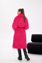 Faux Ostrich Effect Fur Coat - SJB-DIAMOND ELITES