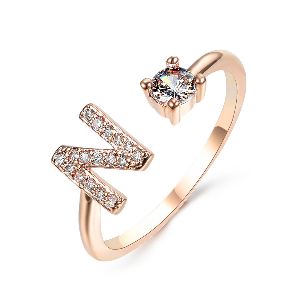 Adjustable 26 Initial Letter Ring Fashion Jewelry For Women Simple Elegant Jewelry Pi-Mart