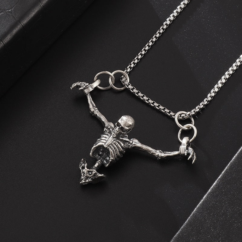 Crucifixion Skull Pendant Necklace Pi-Mart