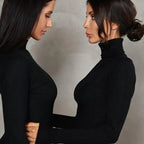 New Half-high Neck Long-sleeved Slim Thread Temperament Long Dresses - SJB-DIAMOND ELITES