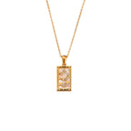 Fashion Tarot Necklace With Rhinestones Diamond Set Pendant Stainless Steel Rectangular Drip Necklace Jewelry Pi-Mart